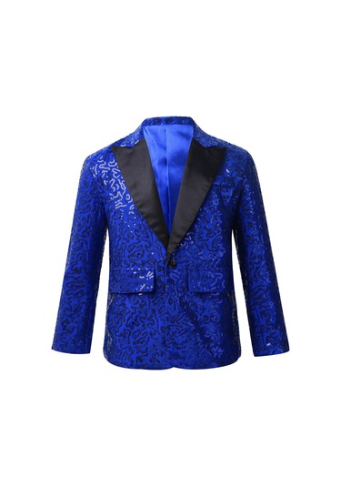 Bordo Çocuk Erkek Köpüklü Payetler Blazer Ceket Düğün Akşam Parti Dans Bir Düğme Resmi Takım Elbise Bordo