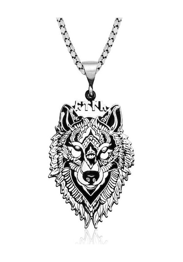 925 Ayar Gümüş Göktürkçe Türk Yazılı Kurt Gümüş Kolye Gümüş