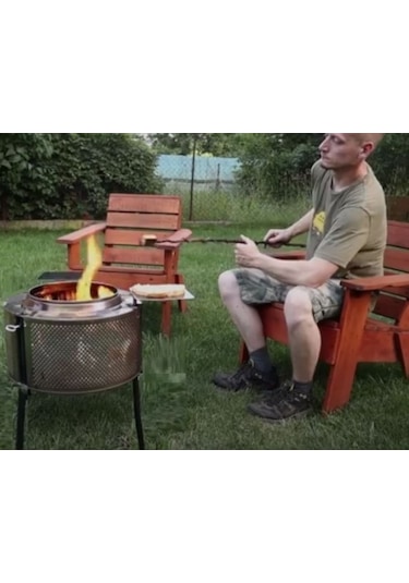 Dış Mekan Krom Odun Sobası Barbekü 50 x 30 CM