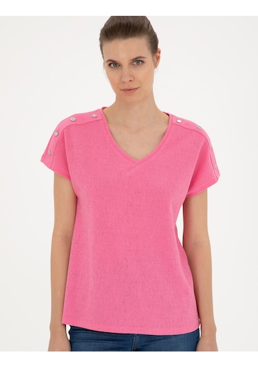 Pierre Cardin Kadın Pembe Tişört 50283429-vr041 Pembe