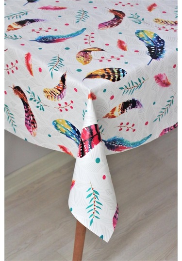 Astarlı Silinebilir Pvc Muşamba Masa Örtüsü Renkli Tüylü - 1125-1tyl-beyaz