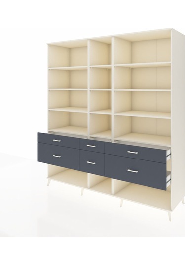 Kronos Dolap 12 Raflı 6 Çekmeceli 220x59x243 Aytaşı-aytaşı/antrasit Aytası/antrasıt