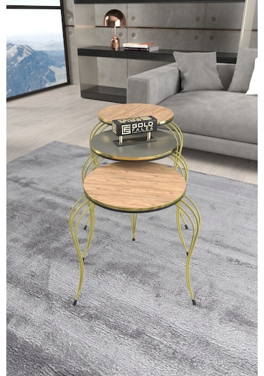 Zigon Sehpa C Lüx Çift Gold Efes