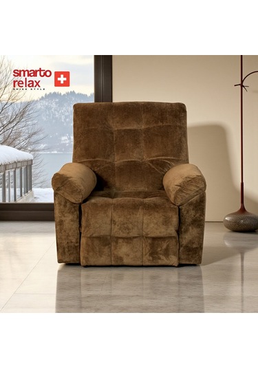 Smarto Relax Tv Koltuğu Roma Manuel Sırt Dayama Ergonomik Kadife Polyester Kahverengi Dekoratif Baba Koltuğu Kahverengi