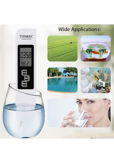 Kosona Portatif Su Kalitesi Test Cihazı - Tds/ec Ölçer, Sıcaklık Göstergesi, Otomatik Kapatma Ve Okuma Kilidi Özellikleri