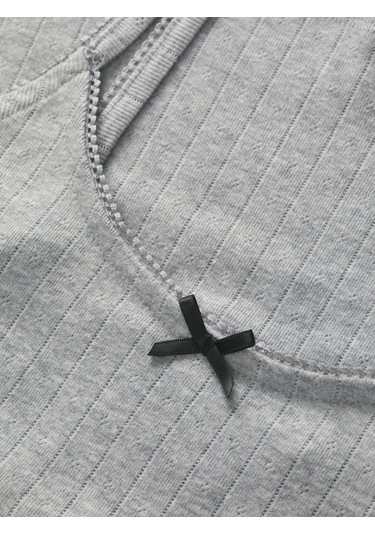 Kadin Streç Kalip Kare Yaka Üst - Lelu - 12272159 Light Grey Melange