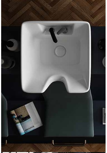 Seramik Kuaför Lavabosu 57 Cm Beyaz Bayan Kare Yıkama Başlığı Beyaz