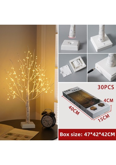 Mufunye 60cm 144led Işıklı Ağaç, Usb Ve Pil İle Çalışır, Zamanlama Ve Sürekli Işık Özelliği, Noel Ve Paskalya İç Mekan Dekorasyonu, Sıcak Işık Diğer