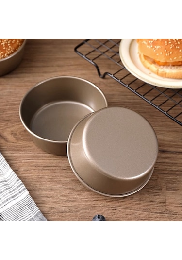 Xurunkeji 2 Adet Hamburger Kalıbı Daire Şablonu Paslanmaz Çelik Tencere Küre Kek Kalıbı Tost Makinesi Fırın Tepsileri Pizza Kitleri Pişirme Altın