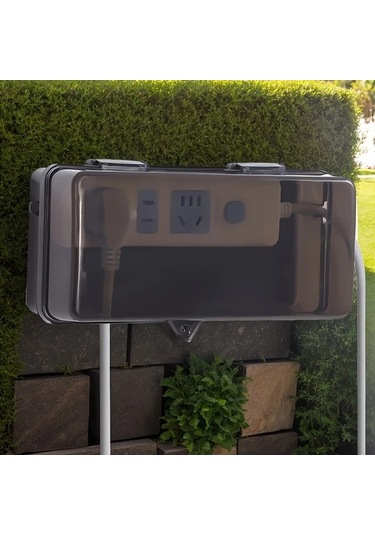 Fastbuy Siyah Elektrik Kutusu, Su Geçirmez, Dış Mekan Montaj, Uzatma Kablosu, Transformör Fonksiyonlu