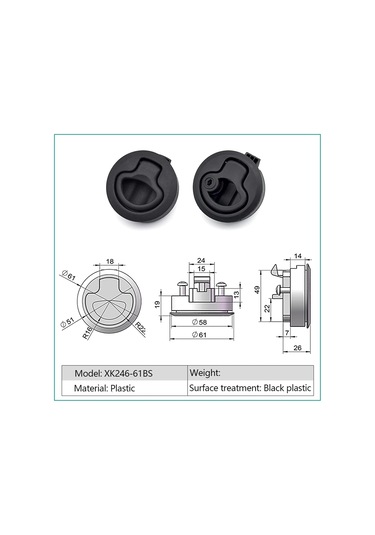 Plastik Siyah Yuvarlak Yuvarlak Yuvarlak Çekme Halka Kam Kilidi Bağlantıları Dökme Teknesi Deniz Donanım Aksesuarı 1 Pcs Kilitleri Xk246-61b Kırmızı - Sarı