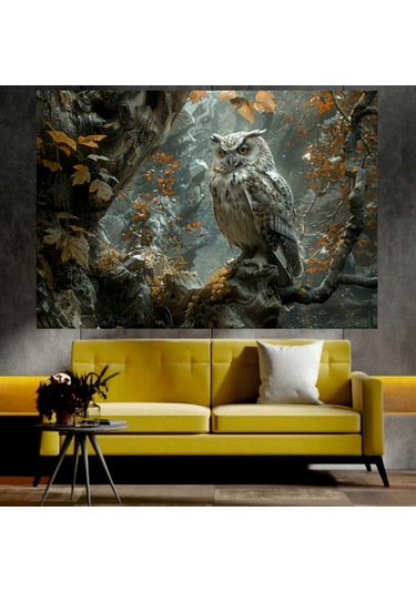 Baykuş Temalı Sanatsal Dekoratif Duvar Tablosu