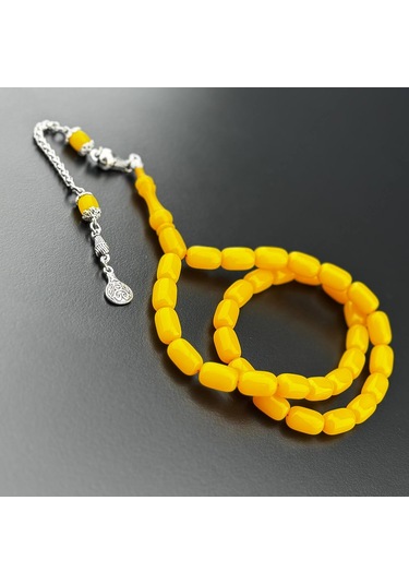 El Yapımı Sıkma Kehribar Tesbih Hcz-model Khtrfg Sarı