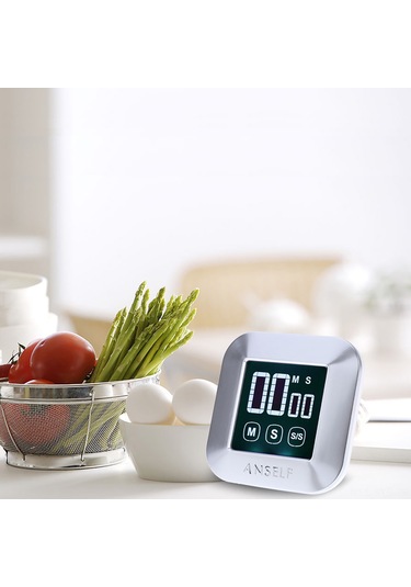 Symbee Mutfak Zamanlayıcı Dijital Dokunmatik Ekranlı Geri Sayım Ve İleri Sayım Fonksiyonlu, Lcd Işıklı, Alarmlı, Manyetik Ve Ayaklı Pil Dahil Değil