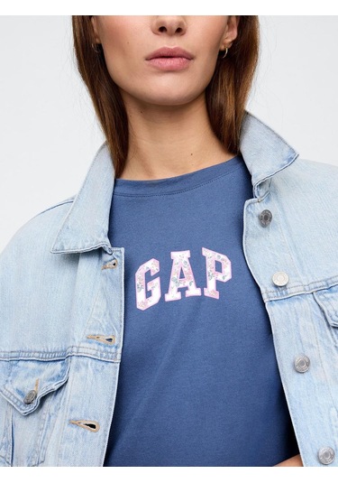 Gap V-frch Logo Tee Dress Kadın Elbise-8147 Beyaz