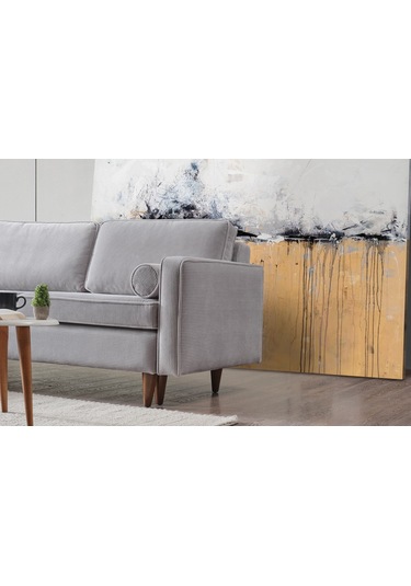 Vipa Cord Rio Gri R+2 Sol Köşe Koltuk Takımı, İskandinav Tasarım, Modern Ve Konforlu Salon Ve Oturma Odaları İçin