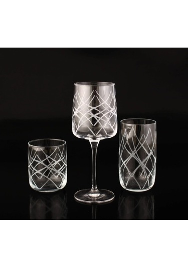 Sofra Takımı Hd Leyla Dekor 112-805-229 18 Parça 6 Kişilik Şeffaf