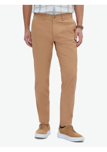 Kip Deve Tüyü Dokuma Regular Fit Casual Pamuk Karışımlı Pantolon Devetüyü