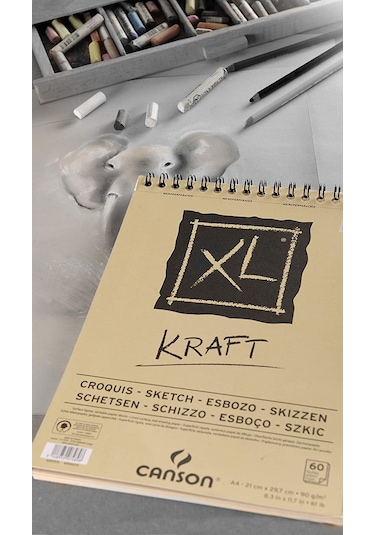 Canson XL Kraft Eskiz ve Resim Defteri Spiralli 40 Sayfa A5. B