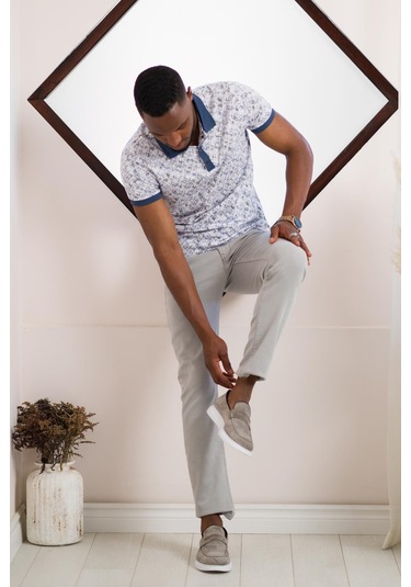 Polo Yaka Dynamıc Fit Baskı Desenli Çıt Çıt Detaylı Kısa Kol Erkek Yazlık T-shirt 001