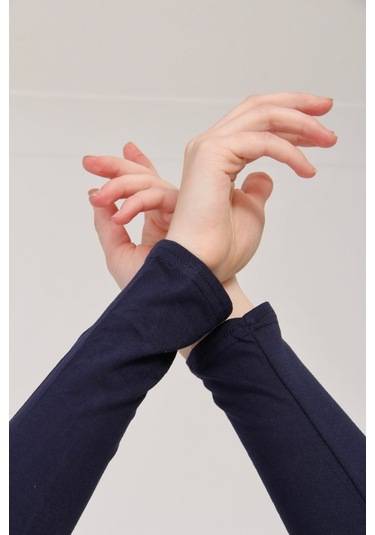 Likralı Kaymayan Kurtarıcı 1 Çift Tesettür Kolluk Lacivert