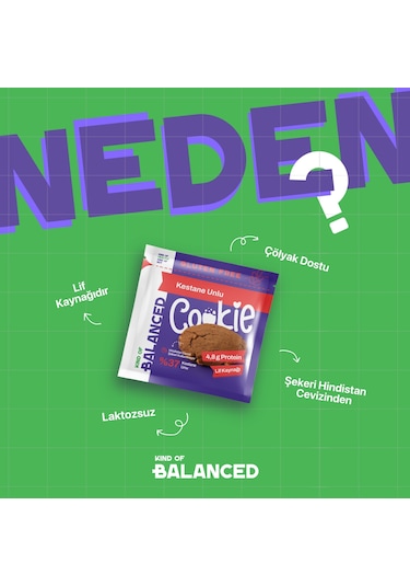 Glütensiz Kestane Unlu Proteinli Cookie 60 Gr