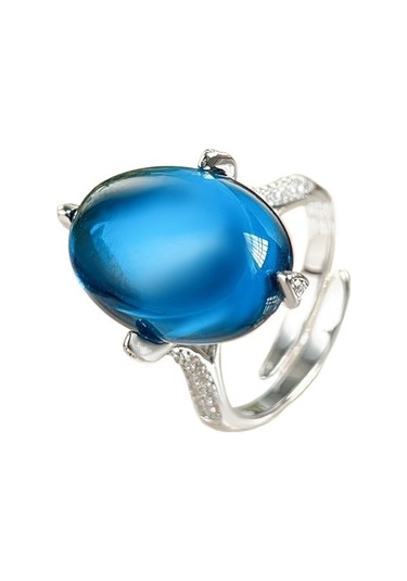 Soulader Minimalist Tarz Kadın Yüzük Modelleri Zarif Gümüş Renk Aşk Bileklik Mavi