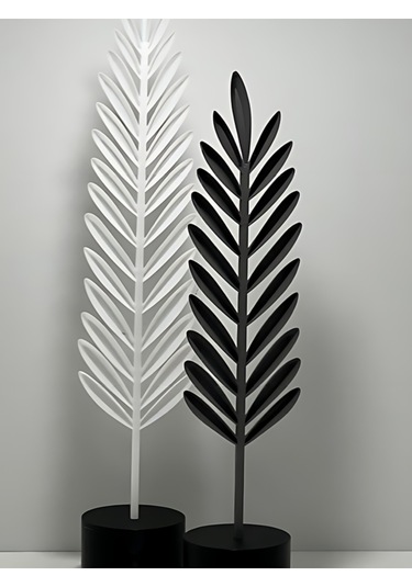 Dekoratif Modern Beyaz Ve Siyah Tüy Yaprak