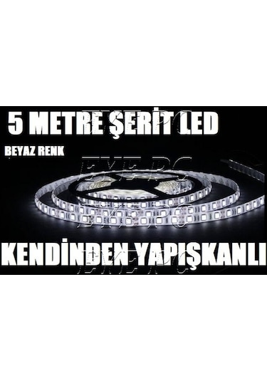 Tek Çip Beyaz Işık Şerit Silikon Kapli 5 Metre Şerit Led