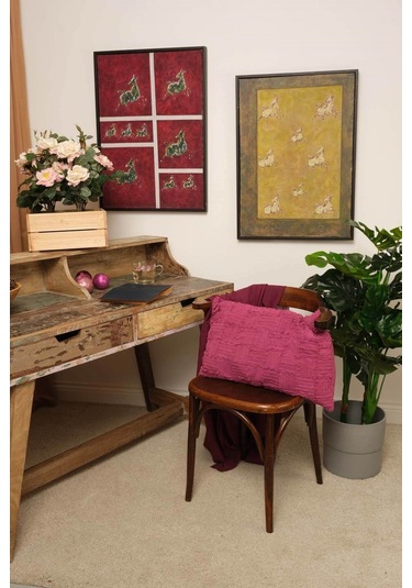 Peraluna Foam Pıllow Şifon Şerit Triko Yastık Kılıfı 60x40 Cm Fuşya - Fuşya