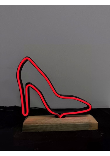 Topuklu Ayakkabı Figürlü Kırmızı Neon Gece Lambası Çok Renkli