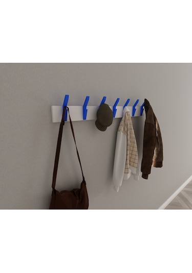 Hepsi3boyutlu Modern Duvar & Kapı Kanca Askılık - 7 Adet Mavi Kanca Askılık - Model No : 3 Mavi