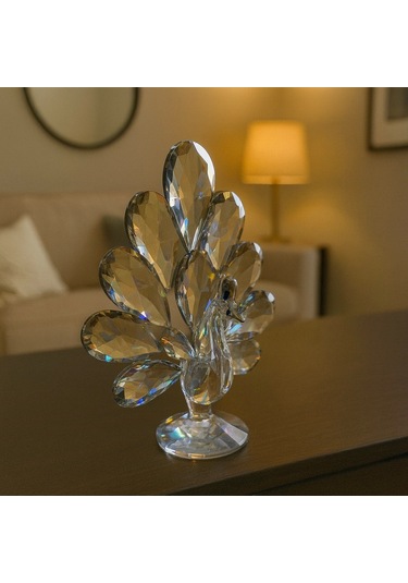 Gümüş Tavus Kuşu Kristal Cam Ob 12x16