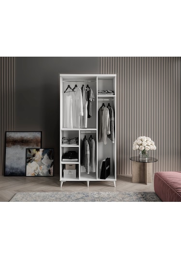 GuneyStore Milano 3 Kapaklı Komple Mdf Beyaz Gardırop