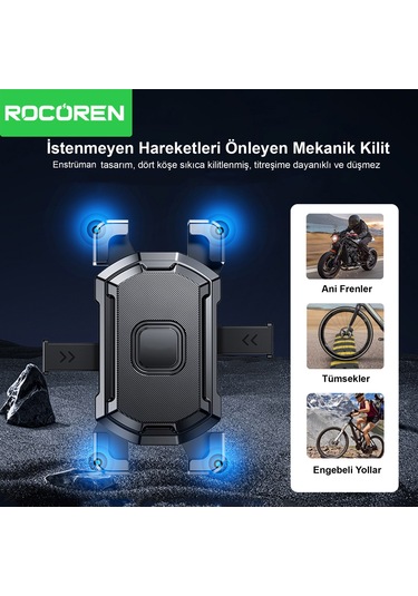 Rocoren 360 Ayarlanabilir Ayna Dibi Bağlantılı Motosiklet Telefon Tutucu