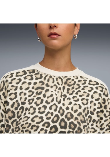 Puma T7 Leopard Kadın Krem Sweatshirt 632136-91 Krem