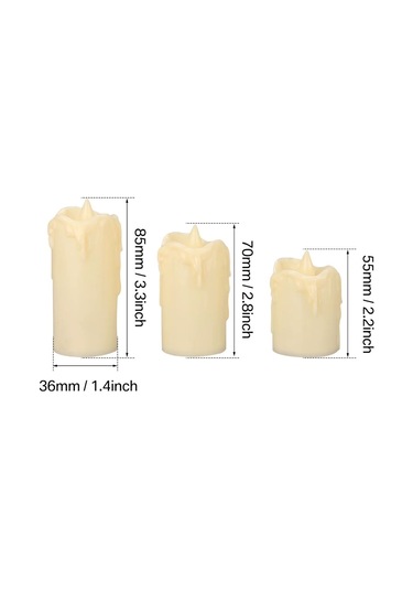 Buffer 3 Lü Pilli Dekoratif Led Mum Işıkları Gerçek Alev Efektli Krem