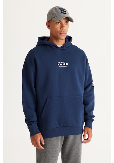 AC&Co / Altınyıldız Classics Erkek Lacı Oversize Fit Bol Kesim Kapüşonlu İçi Polarlı Pamuklu Sweatshirt Lacivert AC&Co / Altınyıldız Classics Erkek Lacı Oversize Fit Bol Kesim Kapüşonlu İçi Polarlı Pamuklu Sweatshirt Lacivert