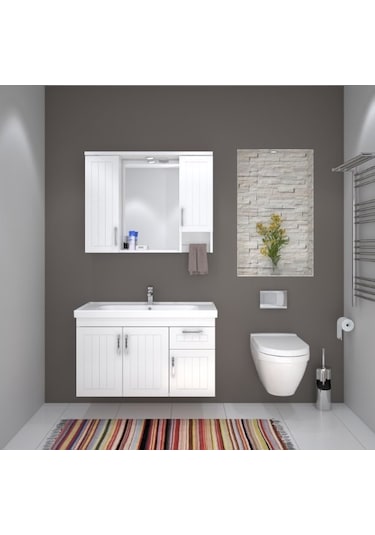Denko Lotus 100 Cm Mdf Lake Banyo Dolabı Takımı (524942925) Çok Renkli