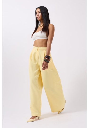 Etiler Collection Casual Yüksek Bel Pantolon Sarı