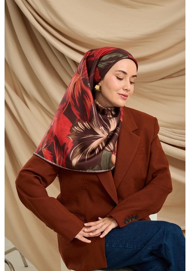 Silk Home Twill İpek Eşarp 11480-42 Mürdüm, Yeşil, Kırmızı, Pudra, Çağla