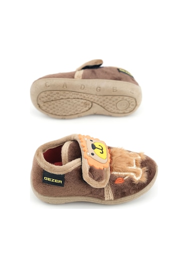 Gezer Erkek Çocuk Bebek Kışlık Cırtlı Ayarlanabilir Günlük Okul Kreş Panduf Ayakkabı Kahverengi