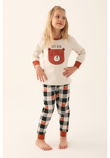 Rolypoly Bej Kız Çocuk Uzun Kol Pijama Takım Bej