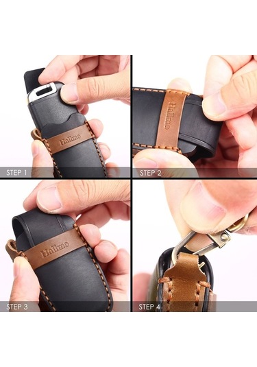 Tongxida Hallmo Toyota Sienna Uyumlu 5 Düğmeli Yerli Deri Anahtarlık Mavi