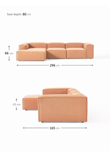 Most Mollis Plus 3 Modül Sol Köşe Koltuk Kiremit Keten Kumaş Yumu