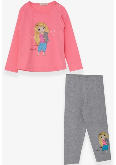 Breeze Kız Çocuk Taytlı Takım Kız Baskılı 1.5-5 Yaş, Neon Pembe-neon Pembe