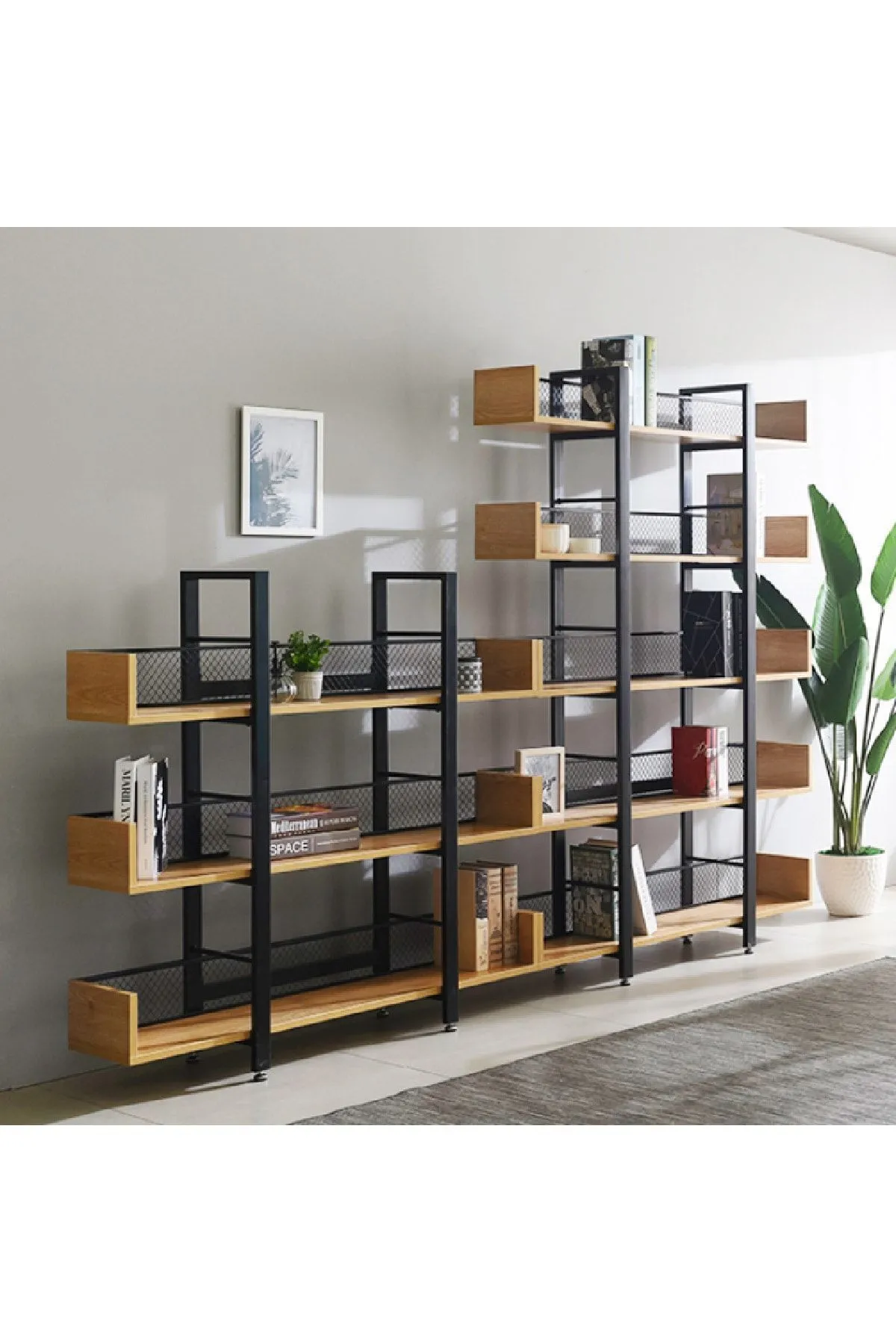 Endüstriyel Tasarım 5 Katlı Tel Detaylı Kitaplık-aksesuar Rafı-çiçeklik-çok Amaçlı Raf Endülüs-siyah Endüstriyel Tasarım 5 Katlı Tel Detaylı Kitaplık-aksesuar Rafı-çiçeklik-çok Amaçlı Raf Endülüs-siyah