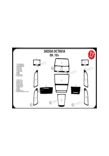 Skoda Octavia Piano Black Kaplama 2009 11 Parça