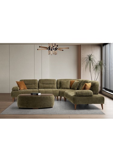 Riva Ahşap Ayaklı Köşe Takımı Yeşil