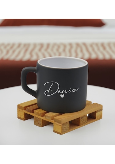 Bk Gift Kişiye Özel İsimli Antrasit Renkli Middle Çay & Kahve Fincanı-1, Arkadaşa Hediye, Sevgiliye Hediye, Doğum Günü Hediyesi Kobitmeyencom32486 Bk